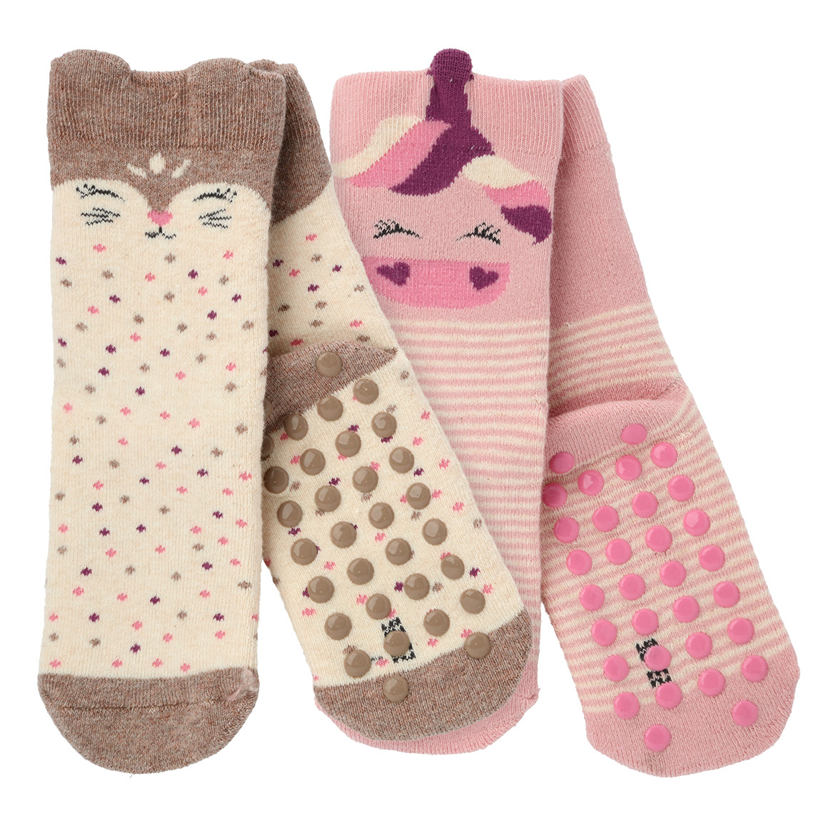 2 Paar Mädchen Stoppersocken mit Frottee