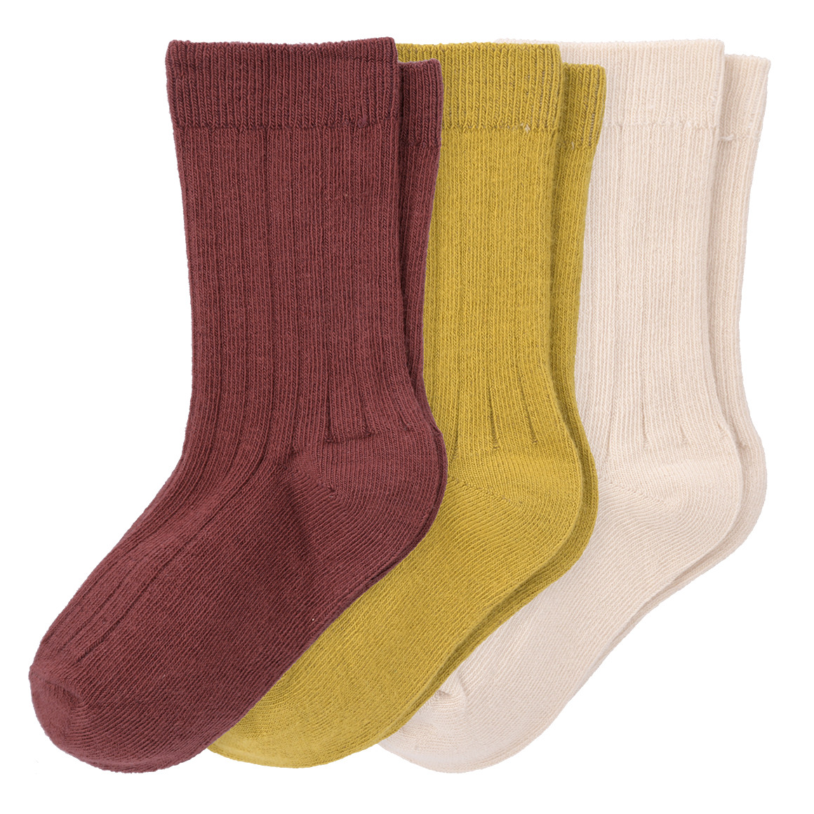 3 paar kindersokken met geribbelde structuur