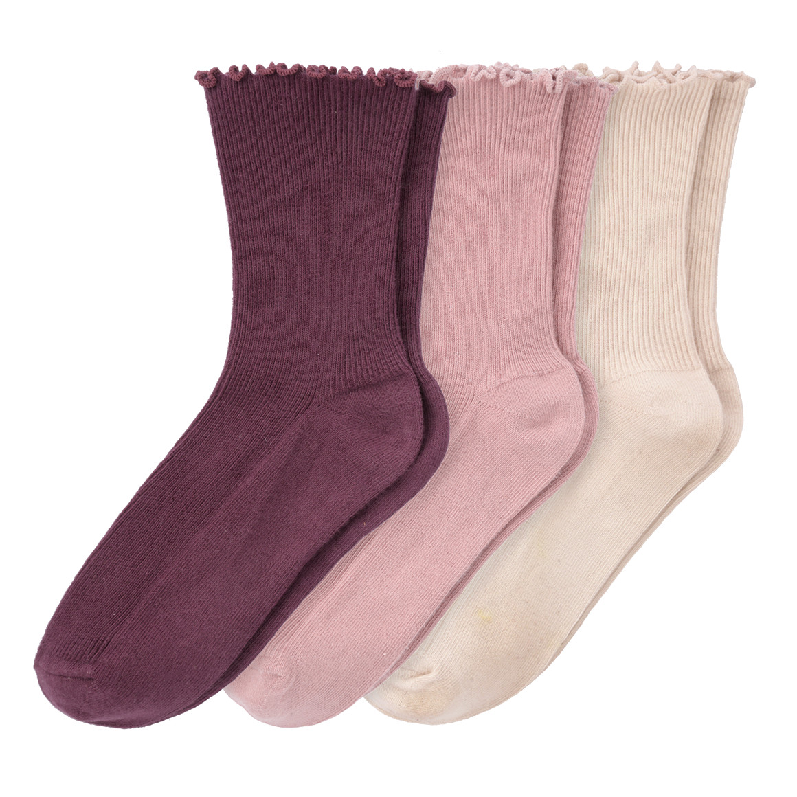 3 Paar Mädchen Socken mit Wellenbündchen