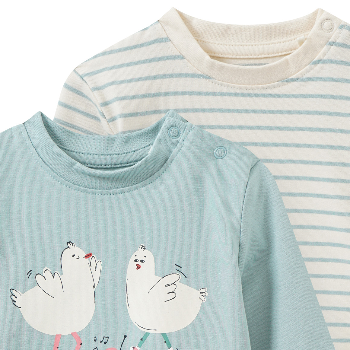 2 pasgeboren shirts met lange mouwen