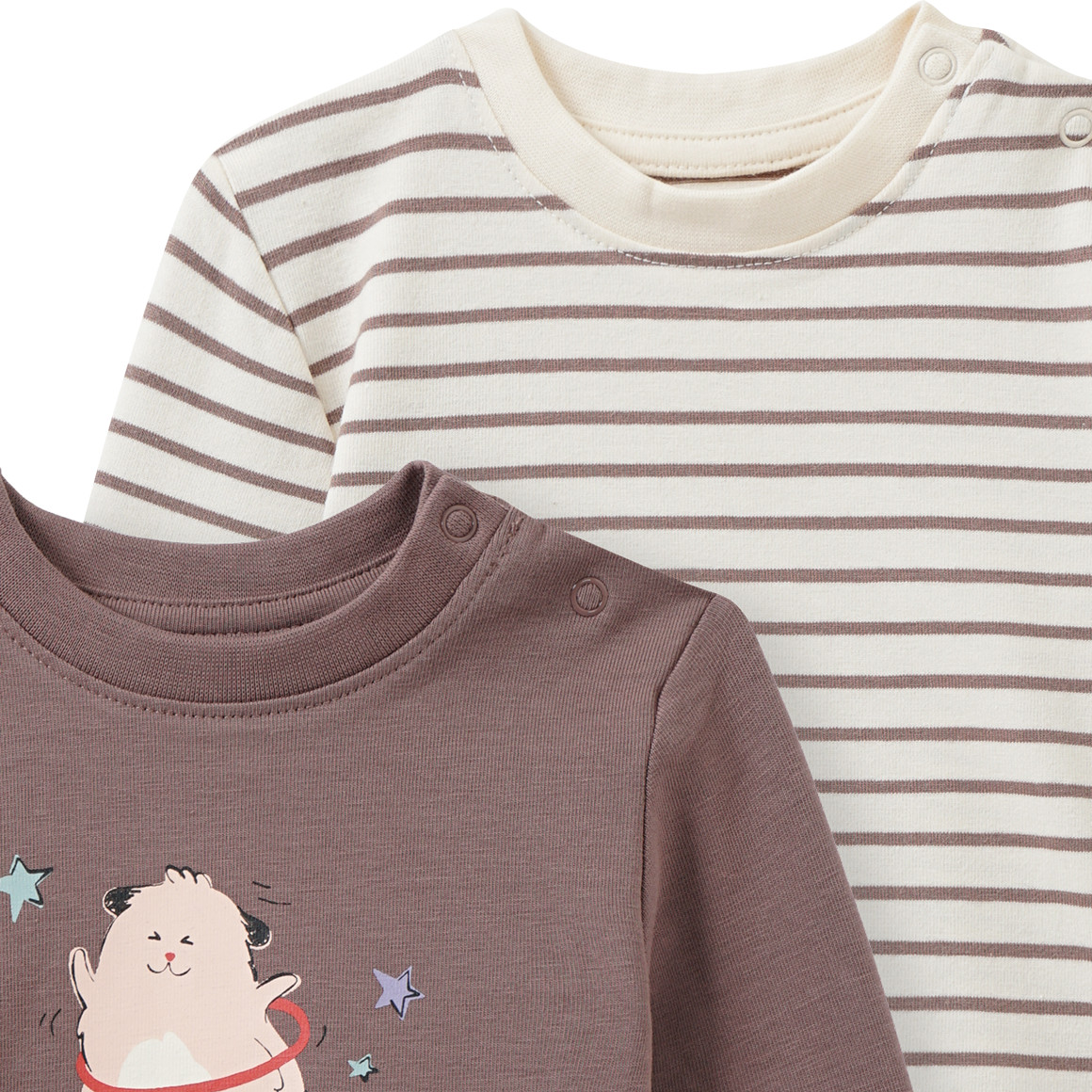 2 pasgeboren shirts met lange mouwen