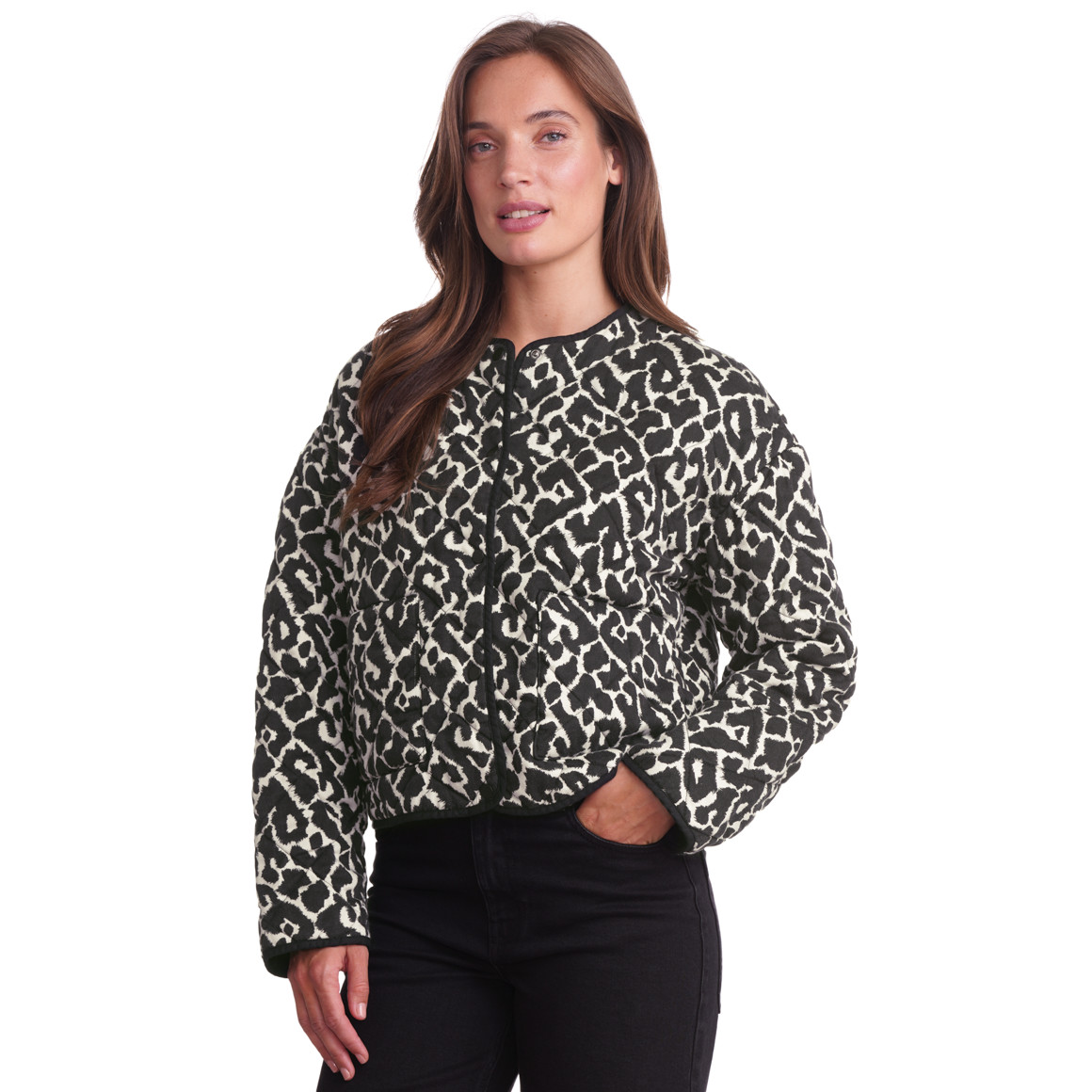 Gewatteerd damesjack in dierenlook