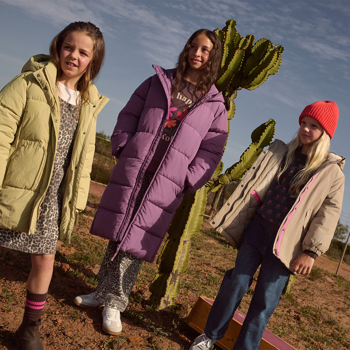 Gewatteerde jas met capuchon voor Meisjes