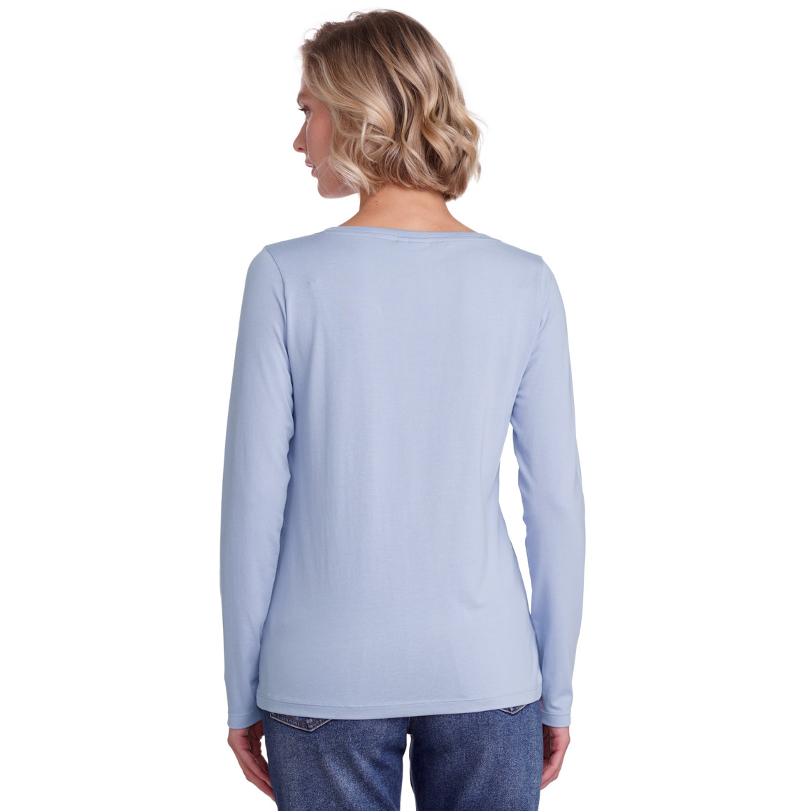 3 damesshirts met lange mouwen effen kleur