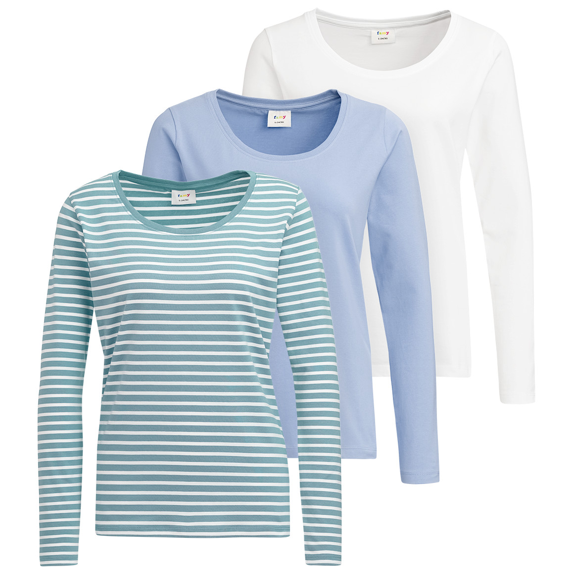 3 Damen Langarmshirts im Set