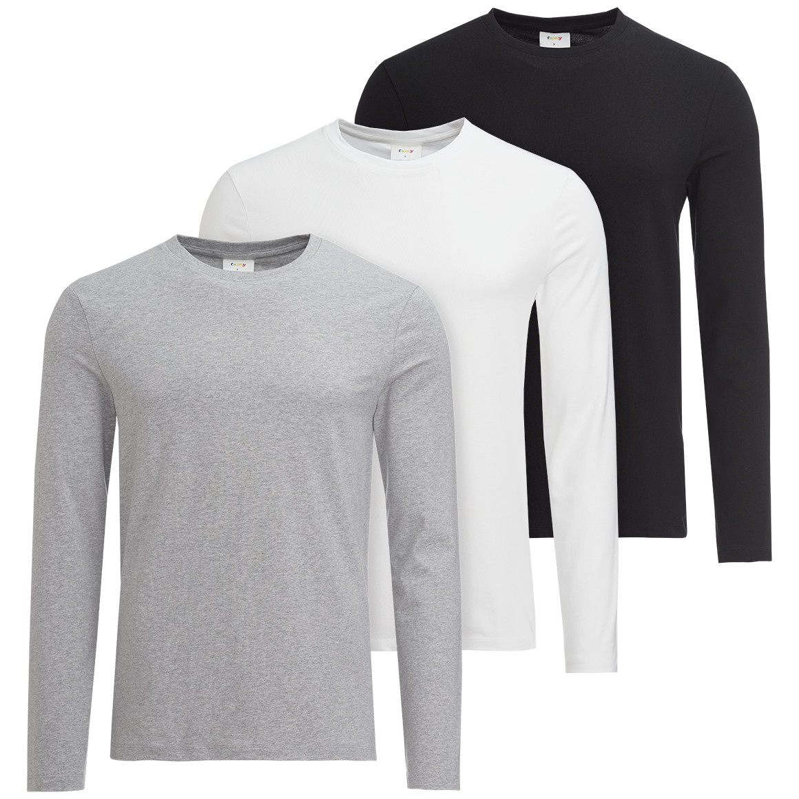 3 Herren Langarmshirts im Basic-Look