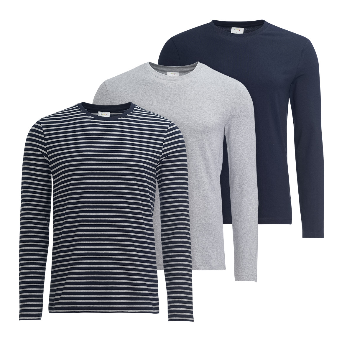 3 Herren Langarmshirts im Basic-Look