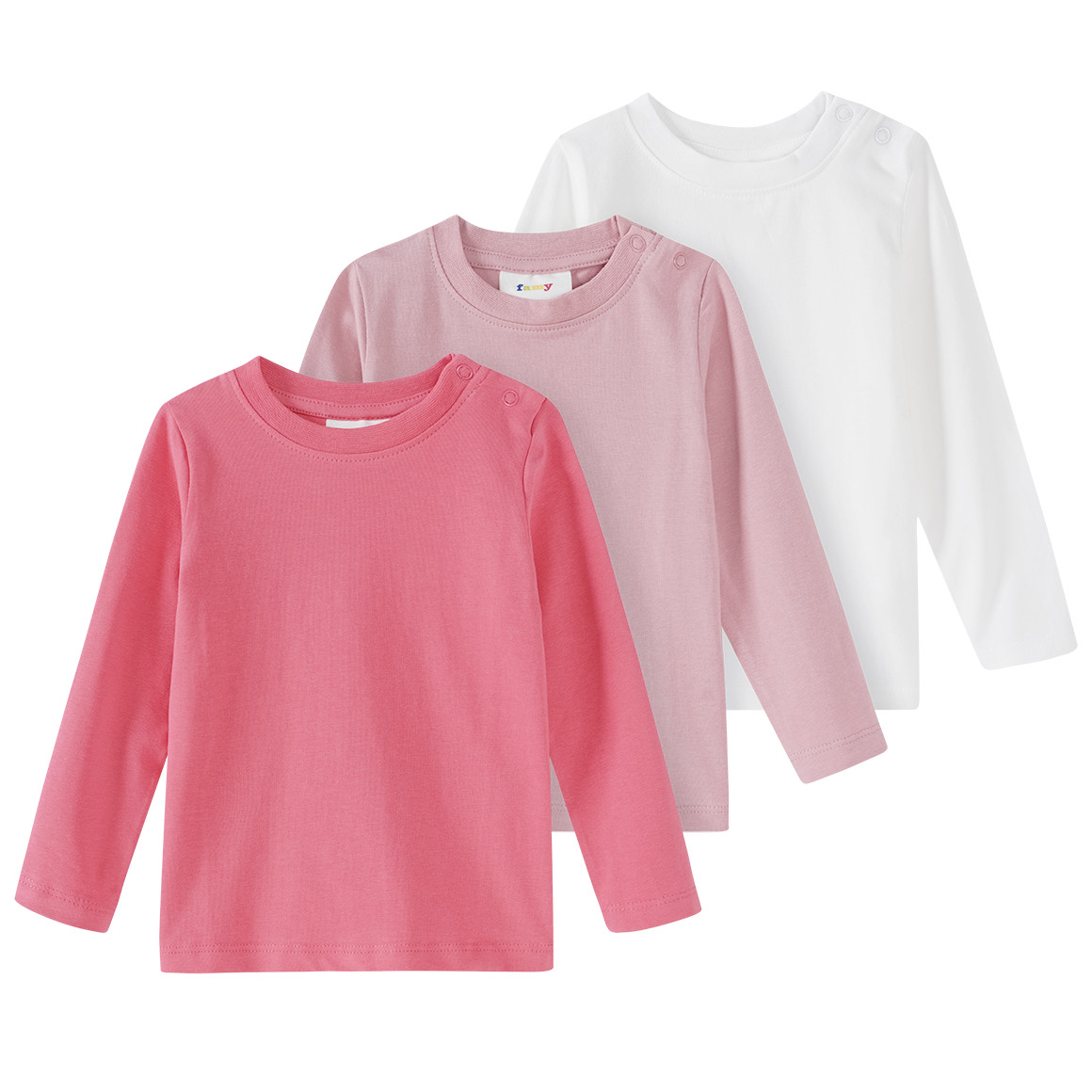 3 Baby Langarmshirts in Unifarben