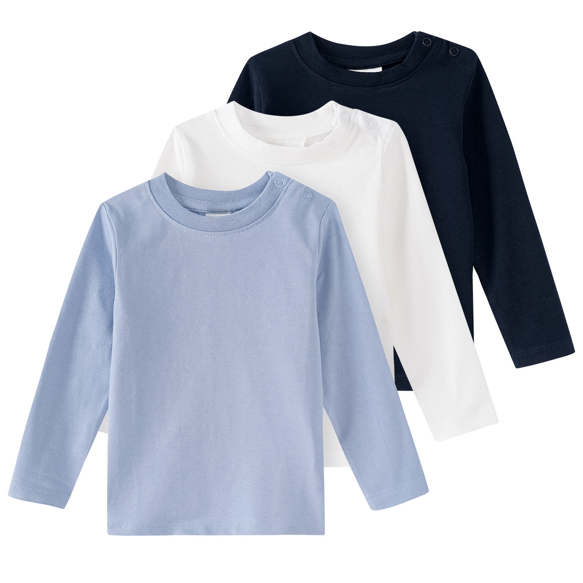 3 Baby Langarmshirts in Unifarben