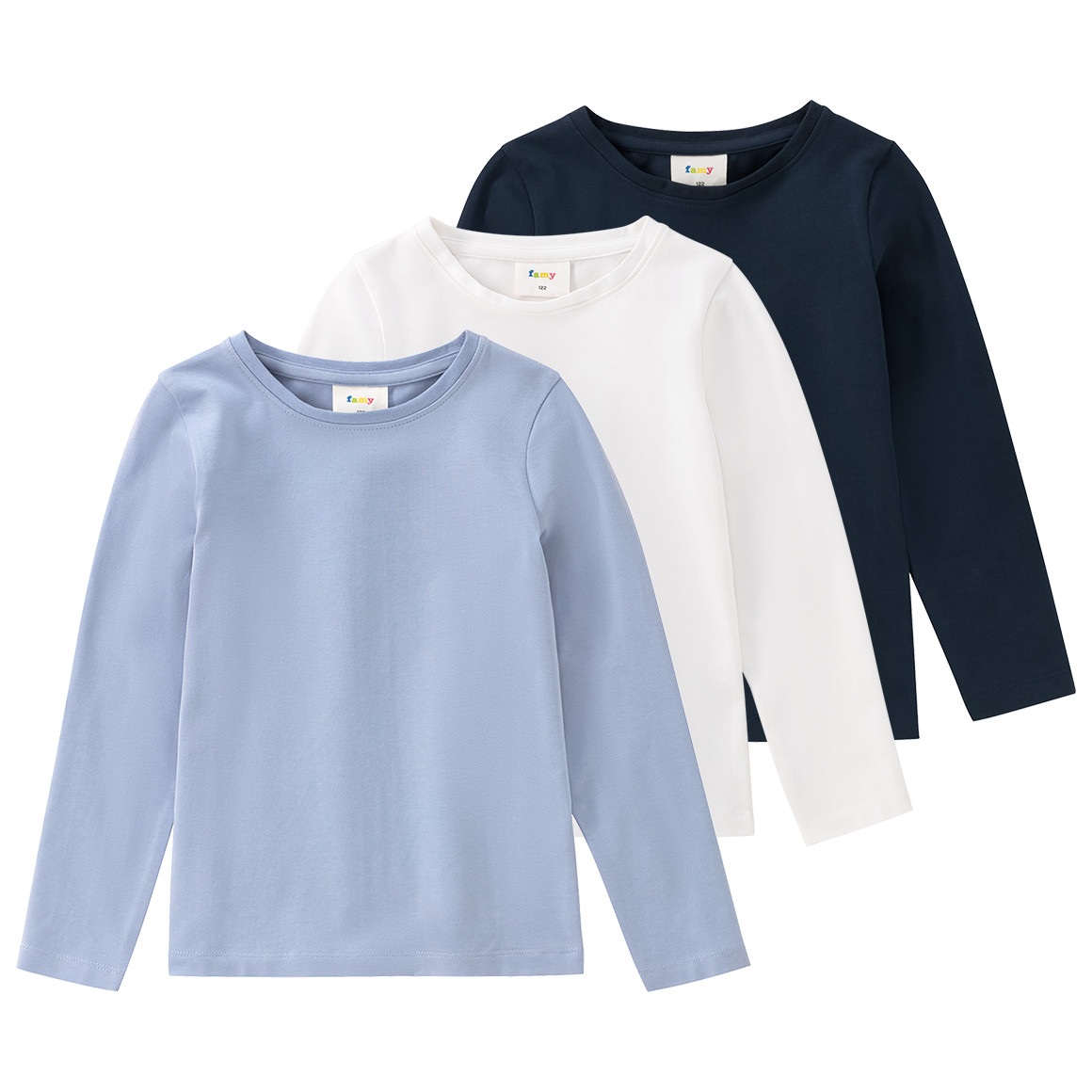 3 Mädchen Langarmshirts in Unifarben