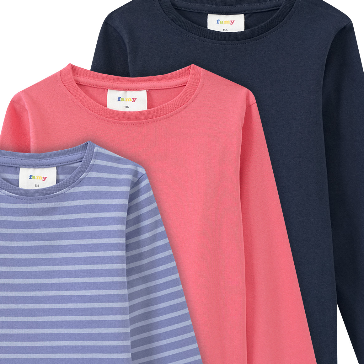 3 Mädchen Langarmshirts im Set
