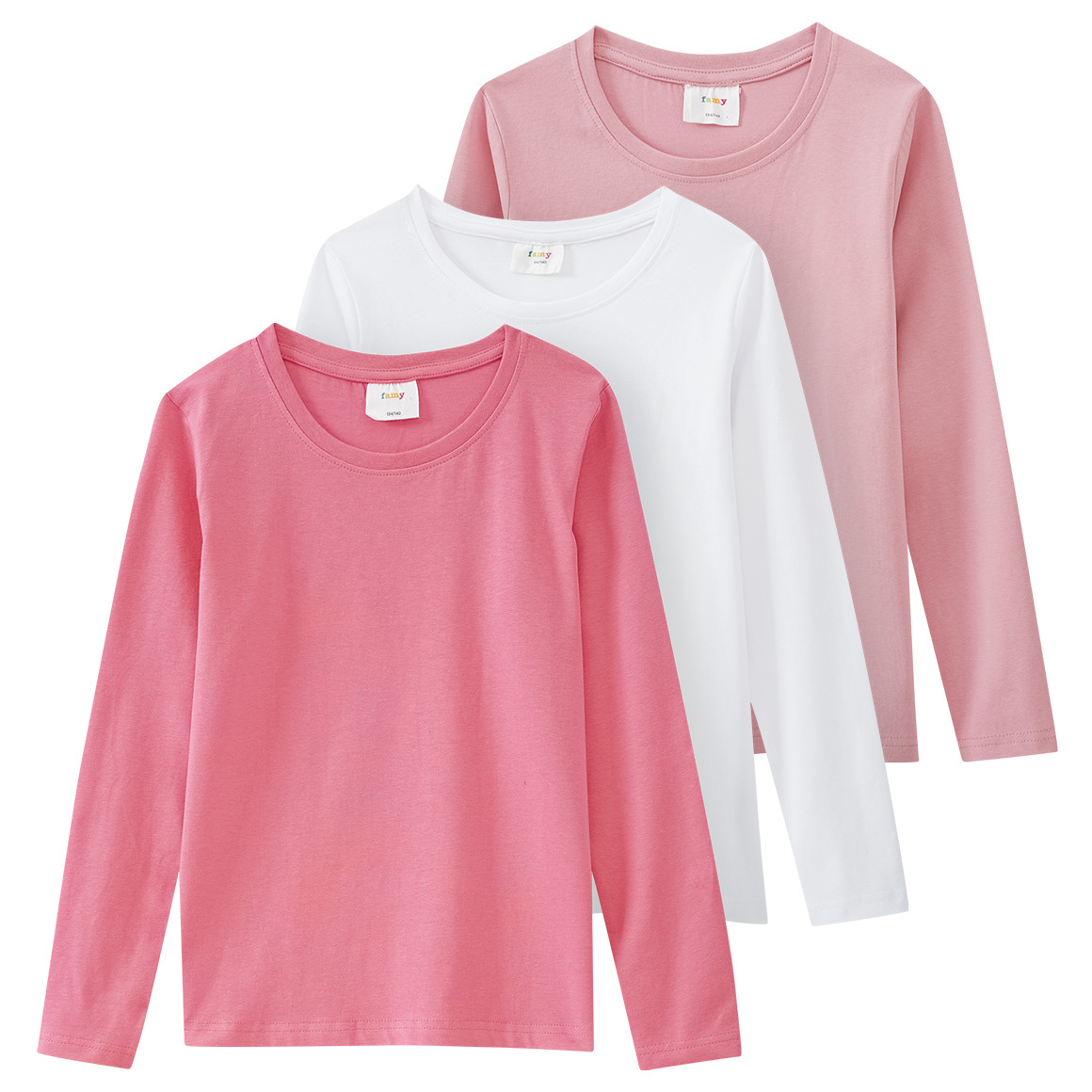 3 Mädchen Langarmshirts in Unifarben