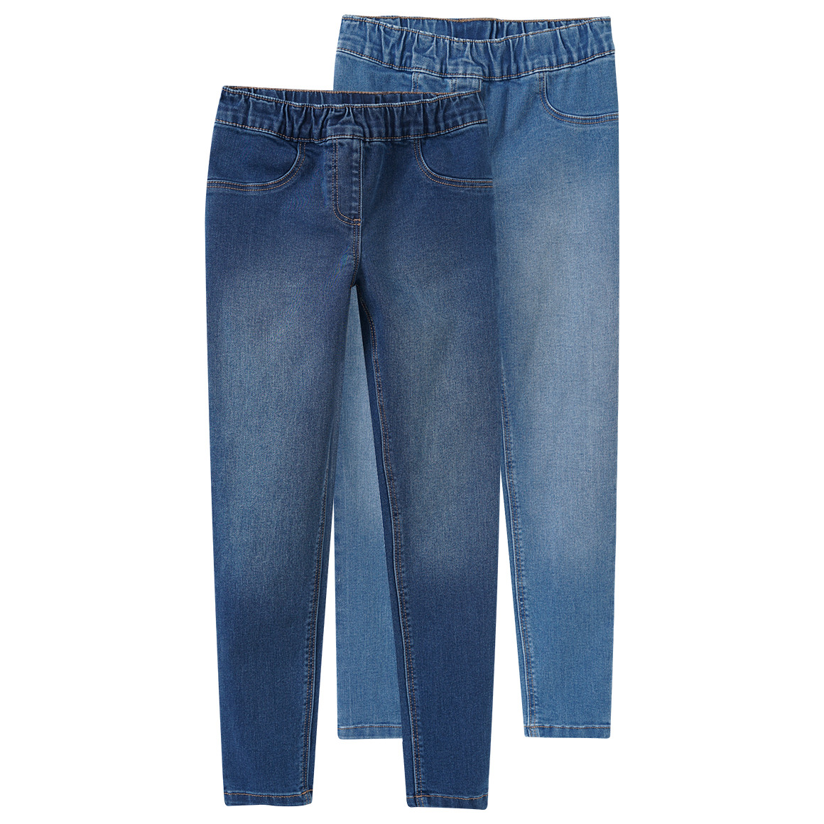 2 Mädchen Jeggings mit Stretch-Bund