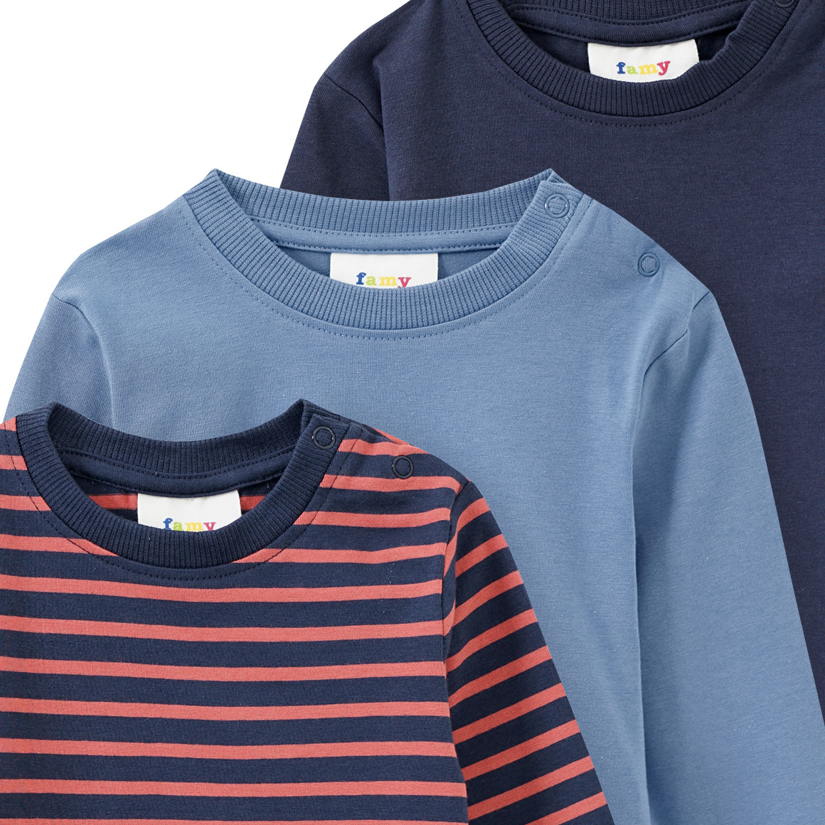 3 Baby Langarmshirts im Basic-Look