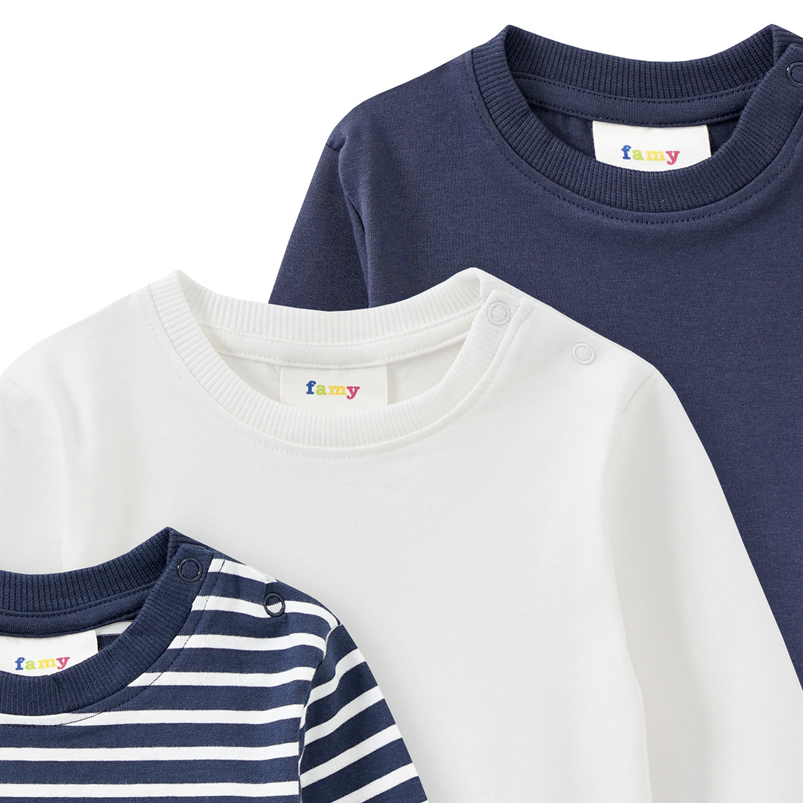 3 Baby Langarmshirts im Basic-Look