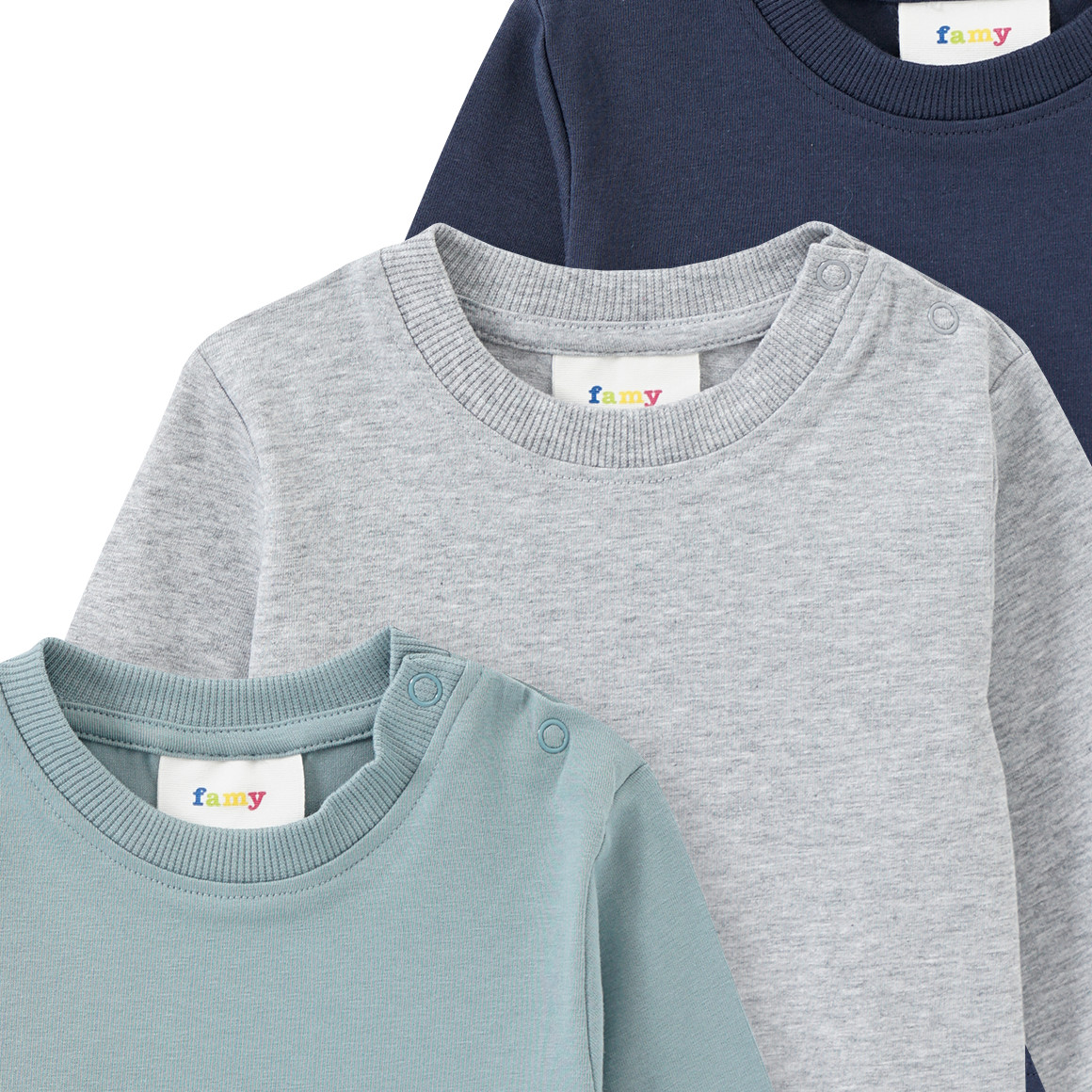 3 Baby Langarmshirts im Basic-Look