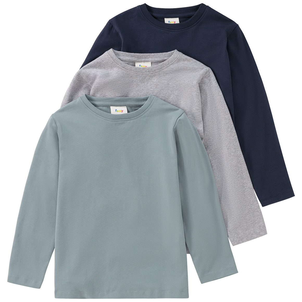3 Jungen Langarmshirts im Basic-Look