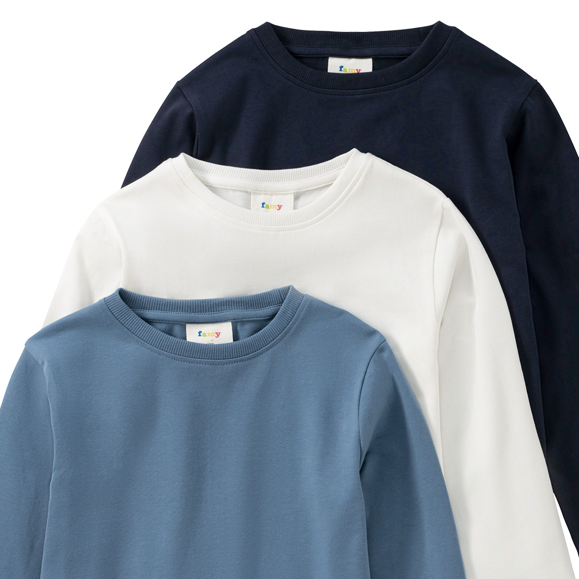 3 Jungen Langarmshirts im Basic-Look