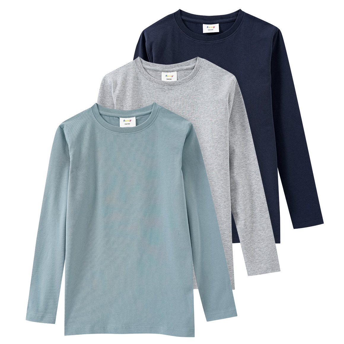 3 Jungen Langarmshirts im Basic-Look
