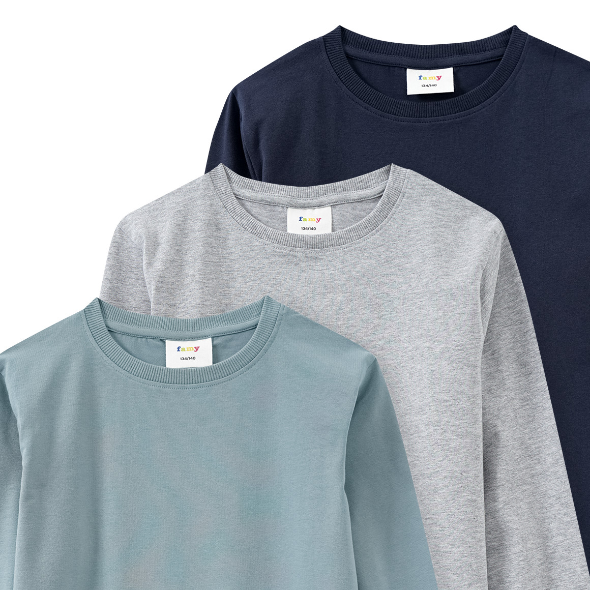 3 Jungen Langarmshirts im Basic-Look