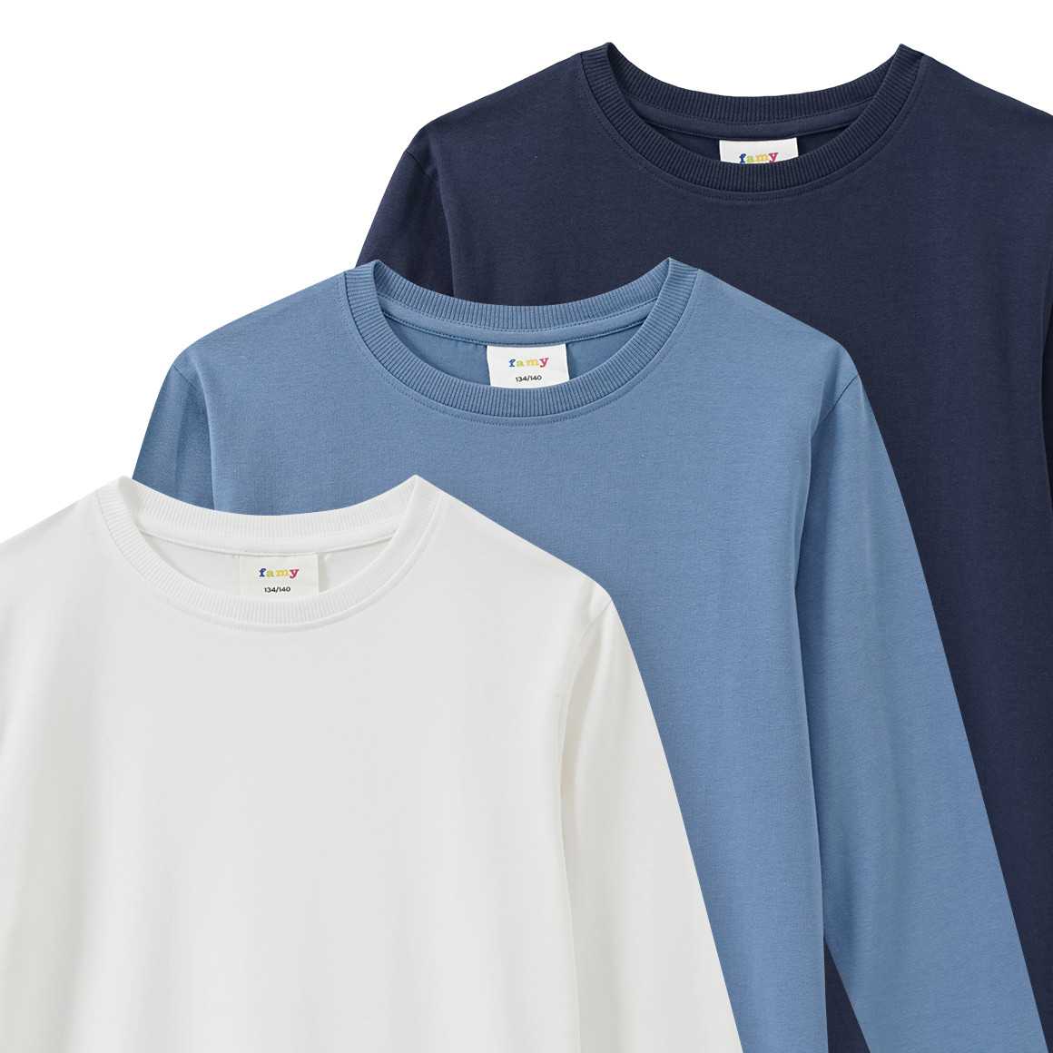 3 Jungen Langarmshirts im Basic-Look