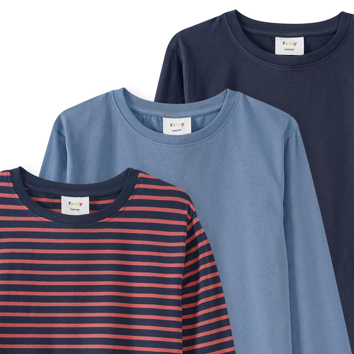 3 jongenshemden met lange mouwen