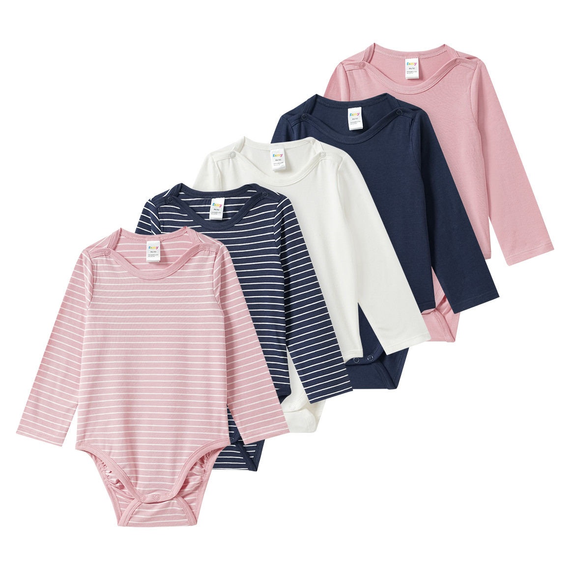 5 Baby Bodys in verschiedenen Dessins