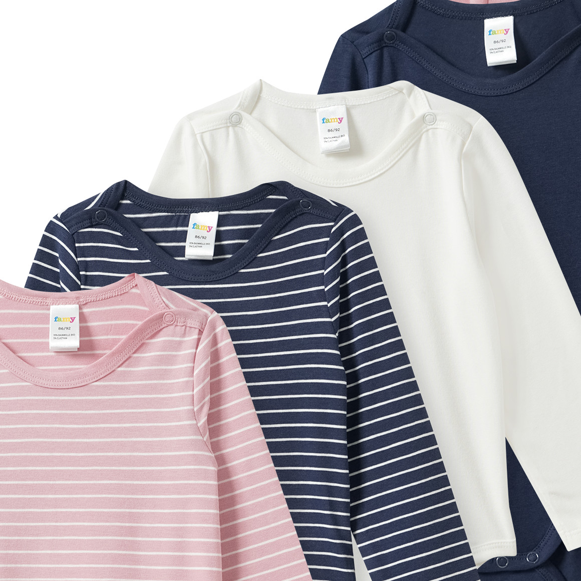 5 Baby Bodys in verschiedenen Dessins