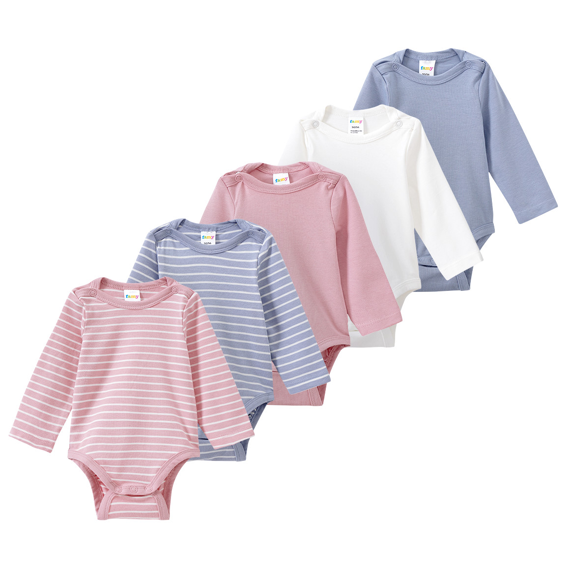 5 Baby Bodys in verschiedenen Dessins