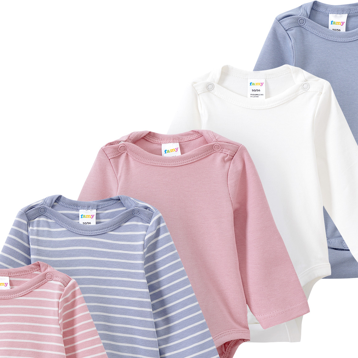 5 Baby Bodys in verschiedenen Dessins