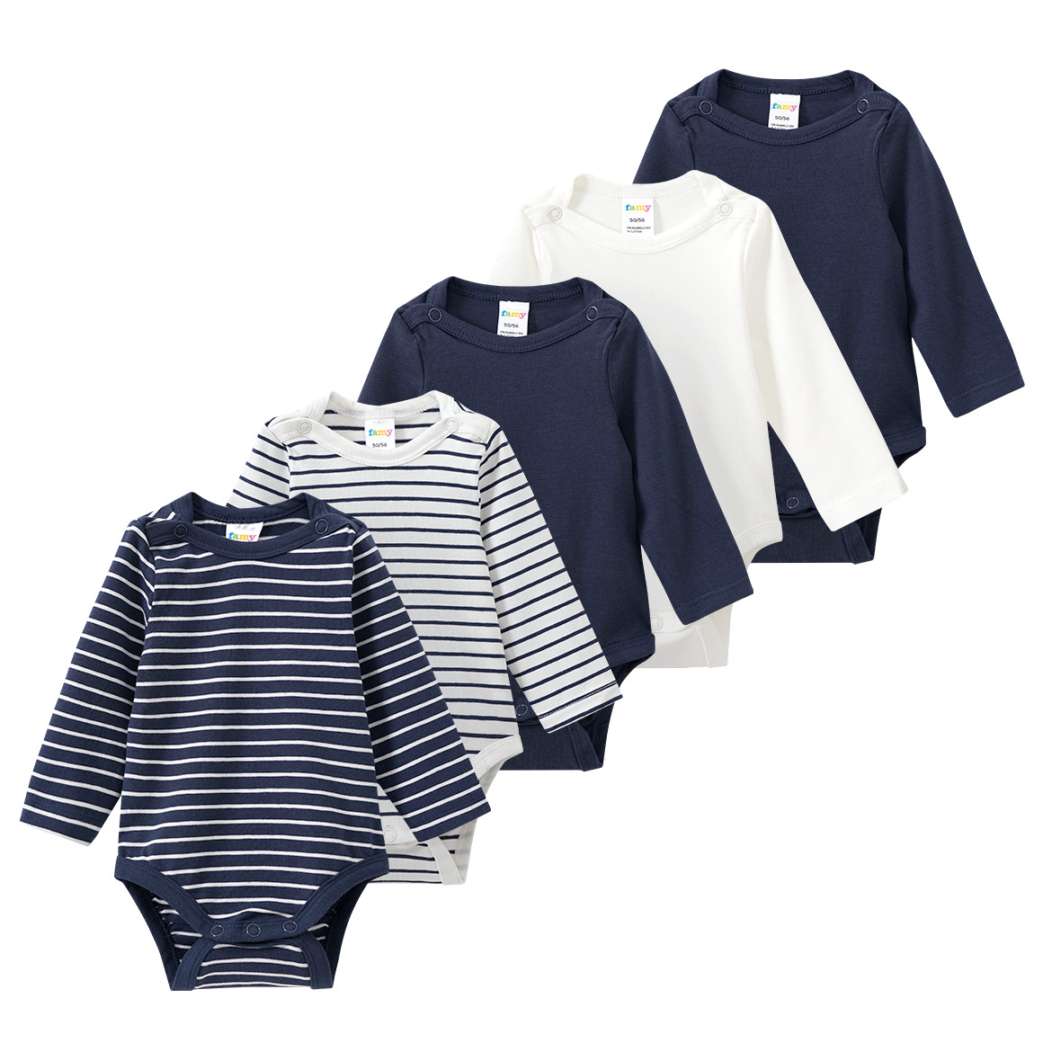 5 Baby Bodys in verschiedenen Dessins