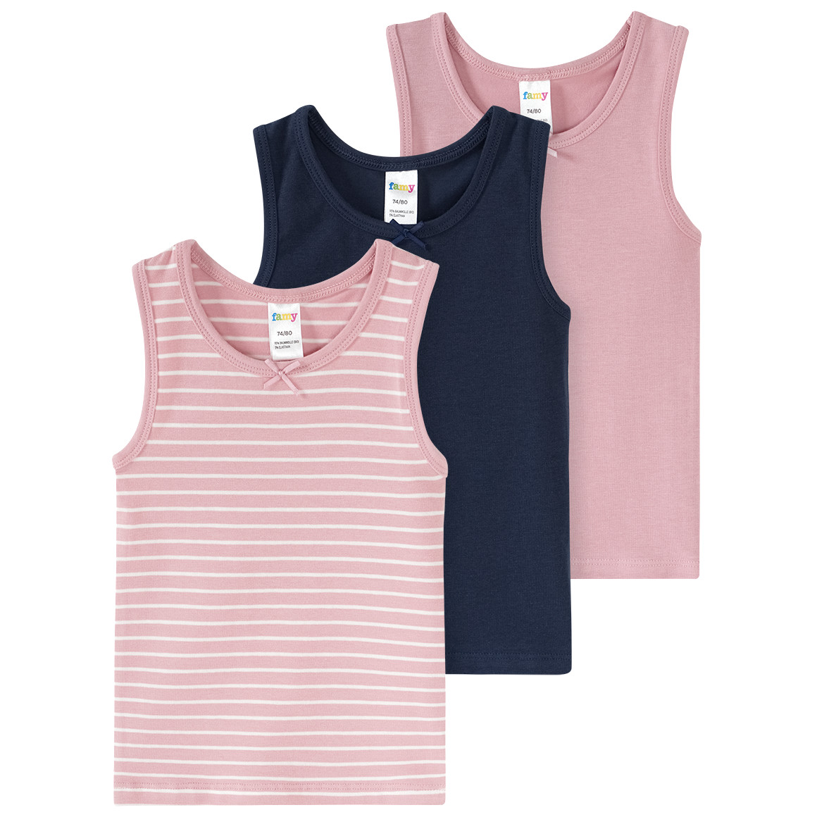 3 Baby Unterhemden mit Bio-Baumwolle