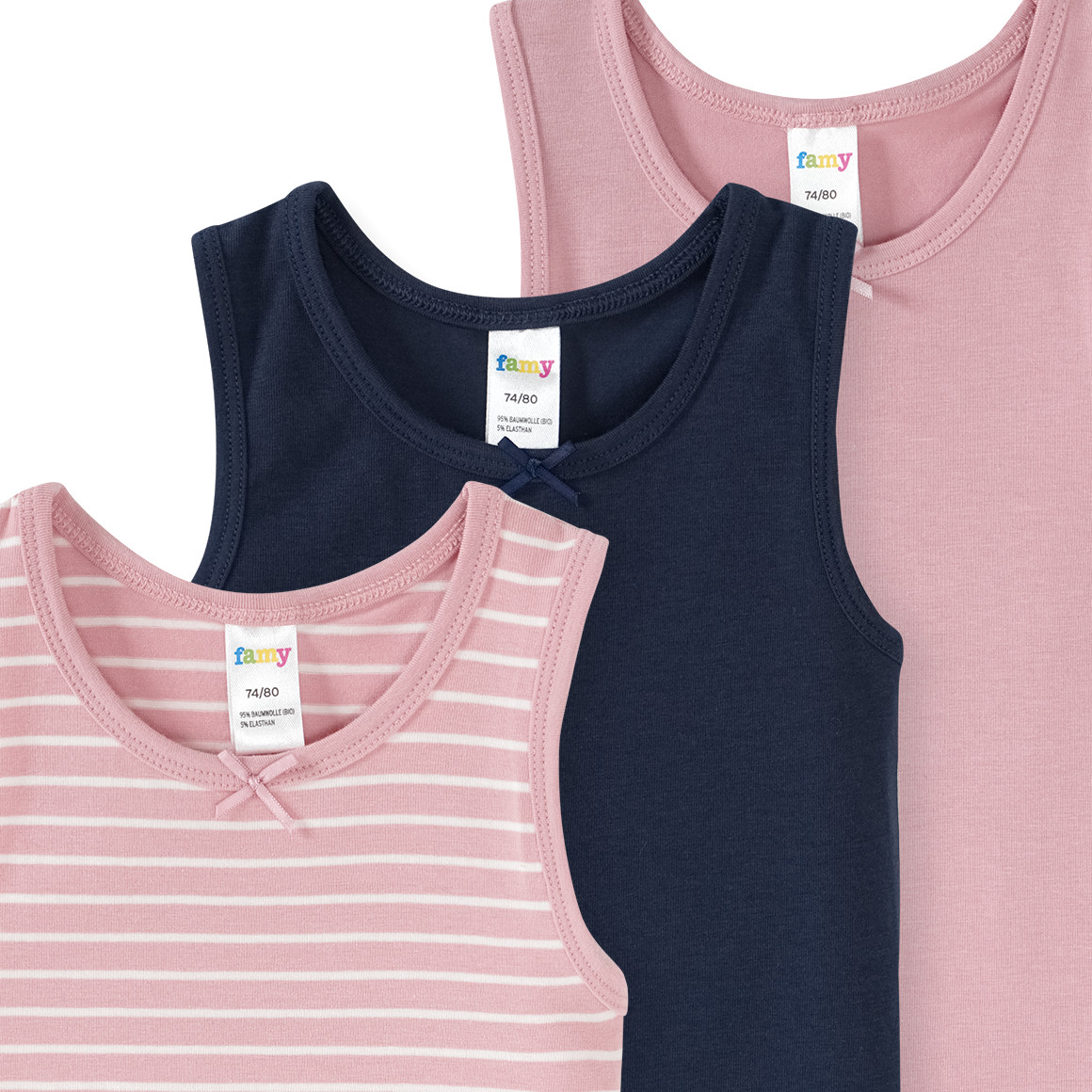 3 Baby Unterhemden mit Bio-Baumwolle