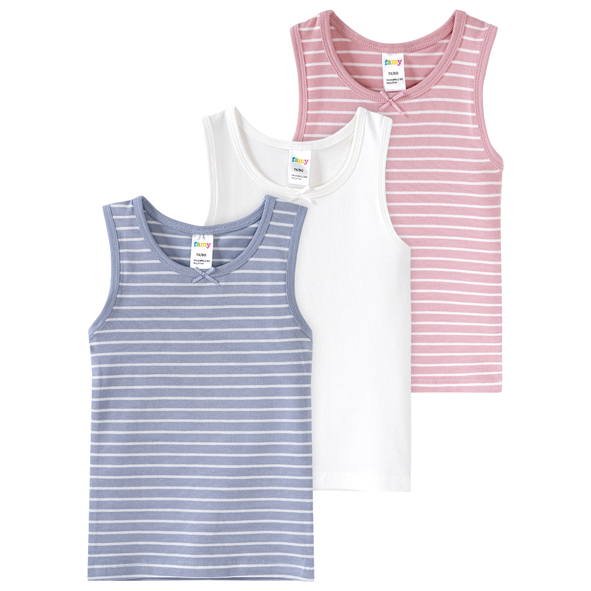 3 Baby Unterhemden mit Bio-Baumwolle