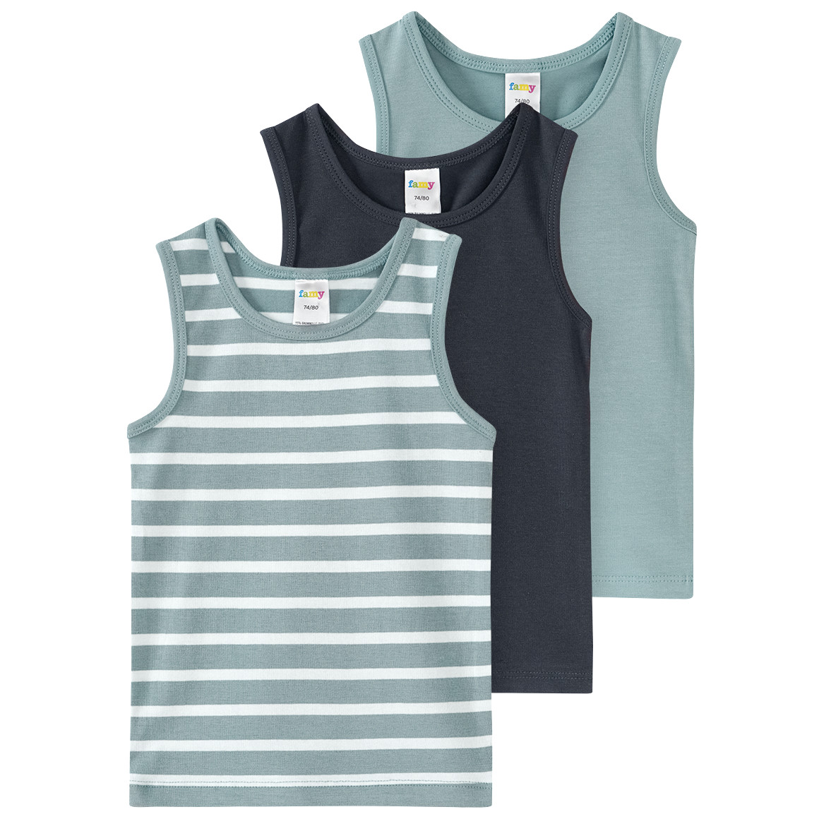 3 jongensonderhemden met biologisch katoen