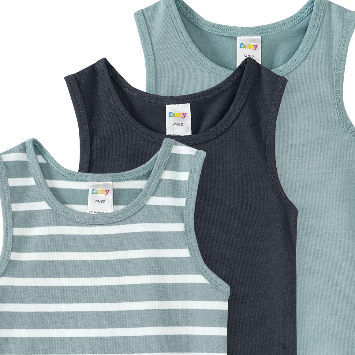 3 jongensonderhemden met biologisch katoen