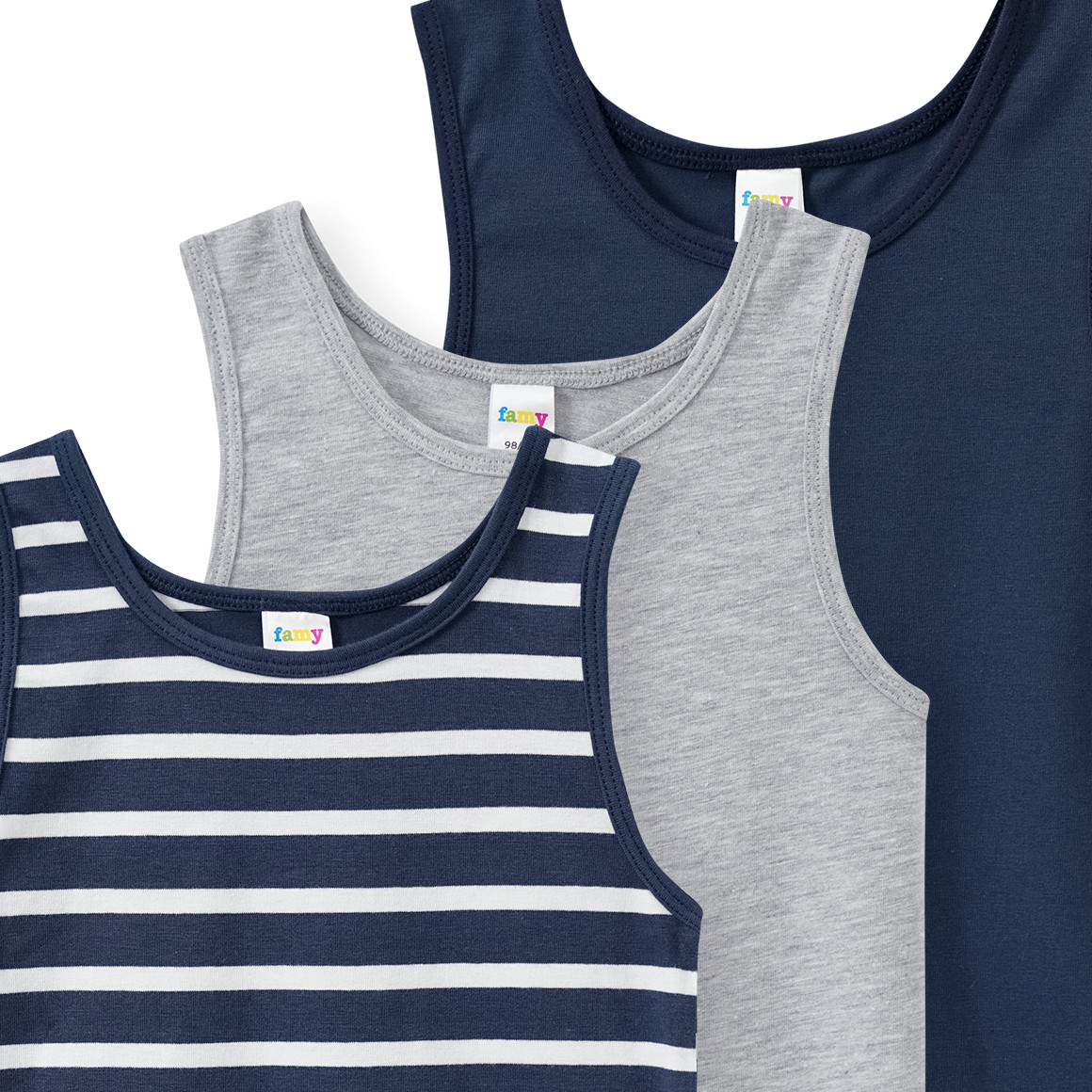 3 jongens onderhemden met biologisch katoen