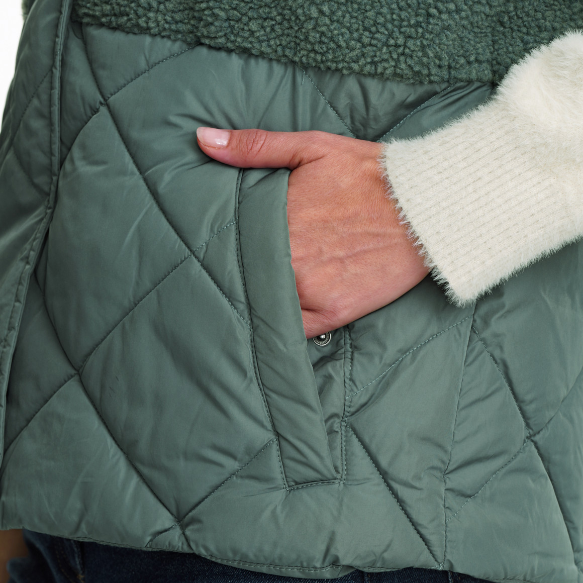 Damen Steppweste mit Teddyplüsch