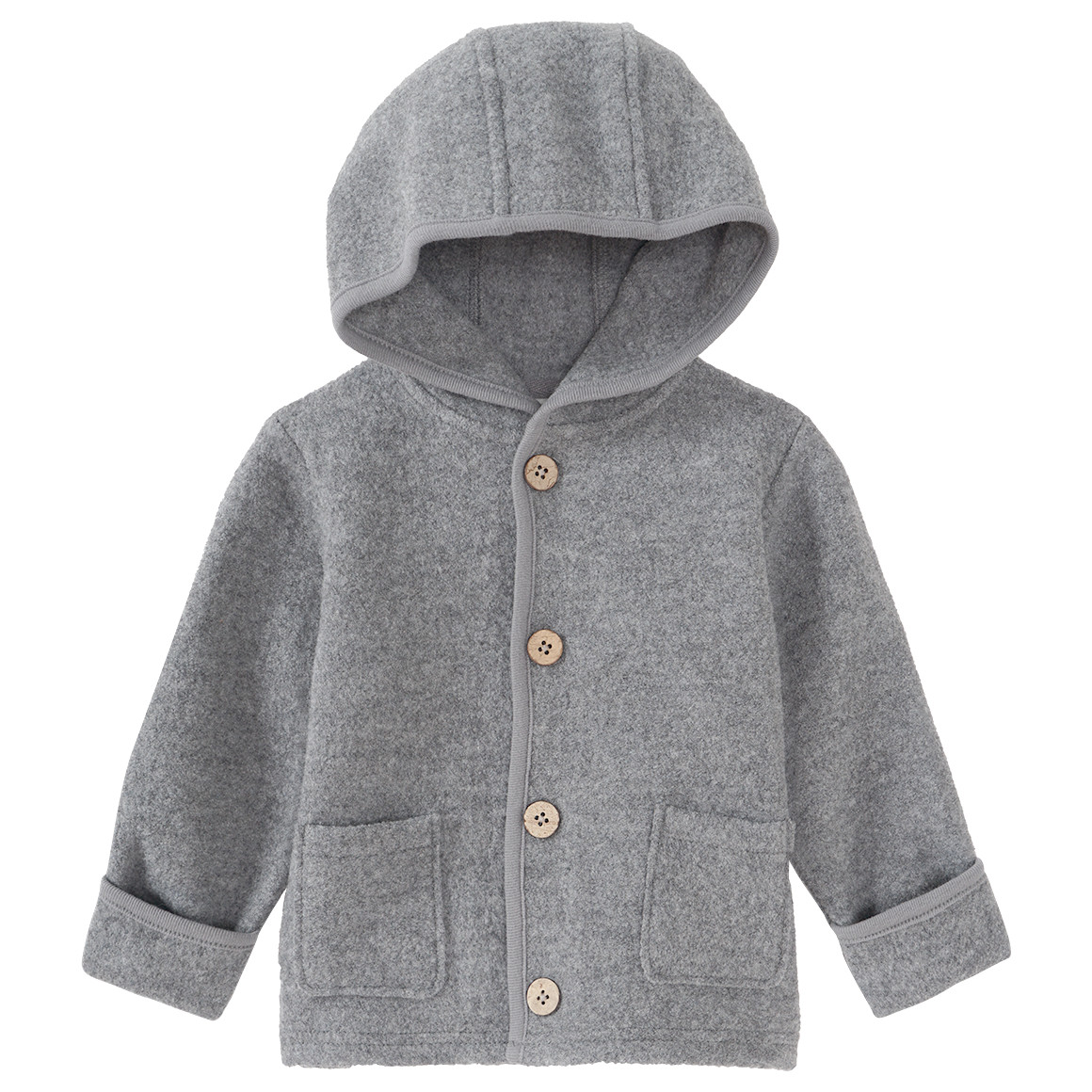 Wollen babyvest met omgeslagen boorden