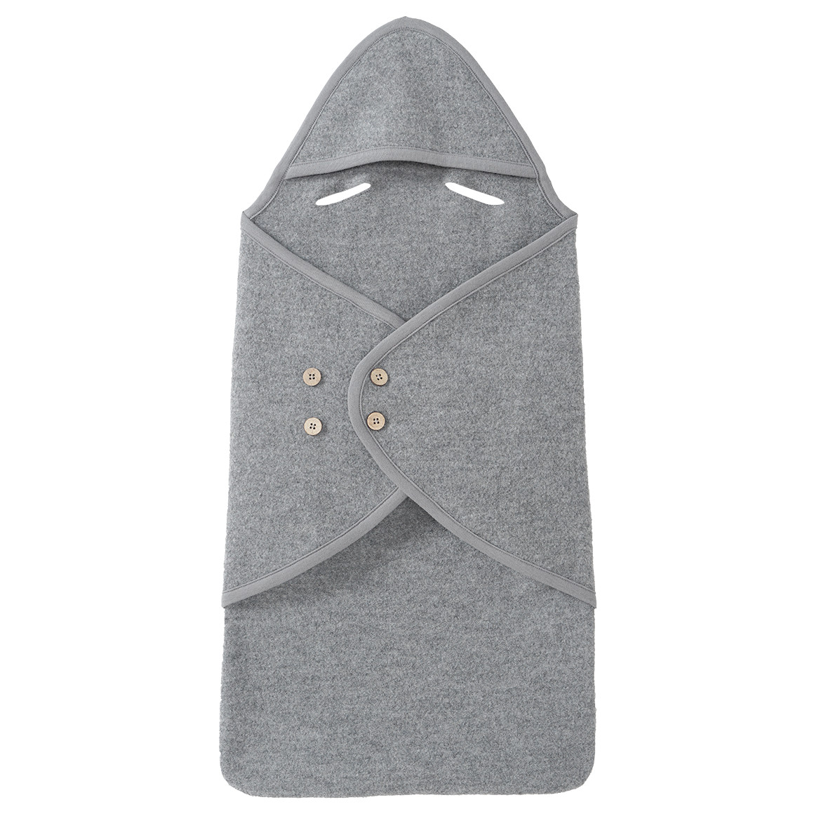 Wollen voetenzak met kap voor pasgeborenen