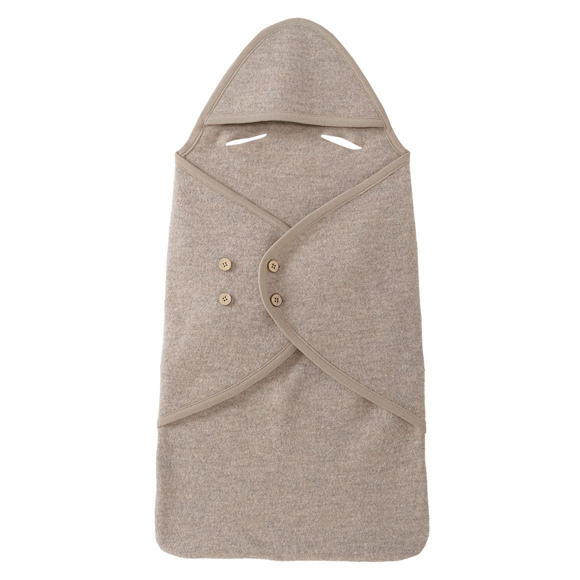 Wollen voetenzak met kap voor pasgeborenen