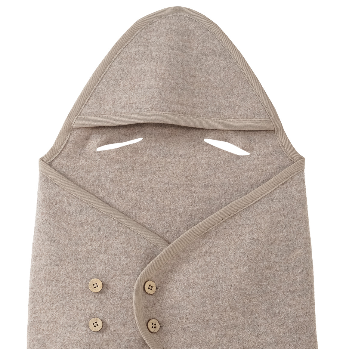 Wollen voetenzak met kap voor pasgeborenen