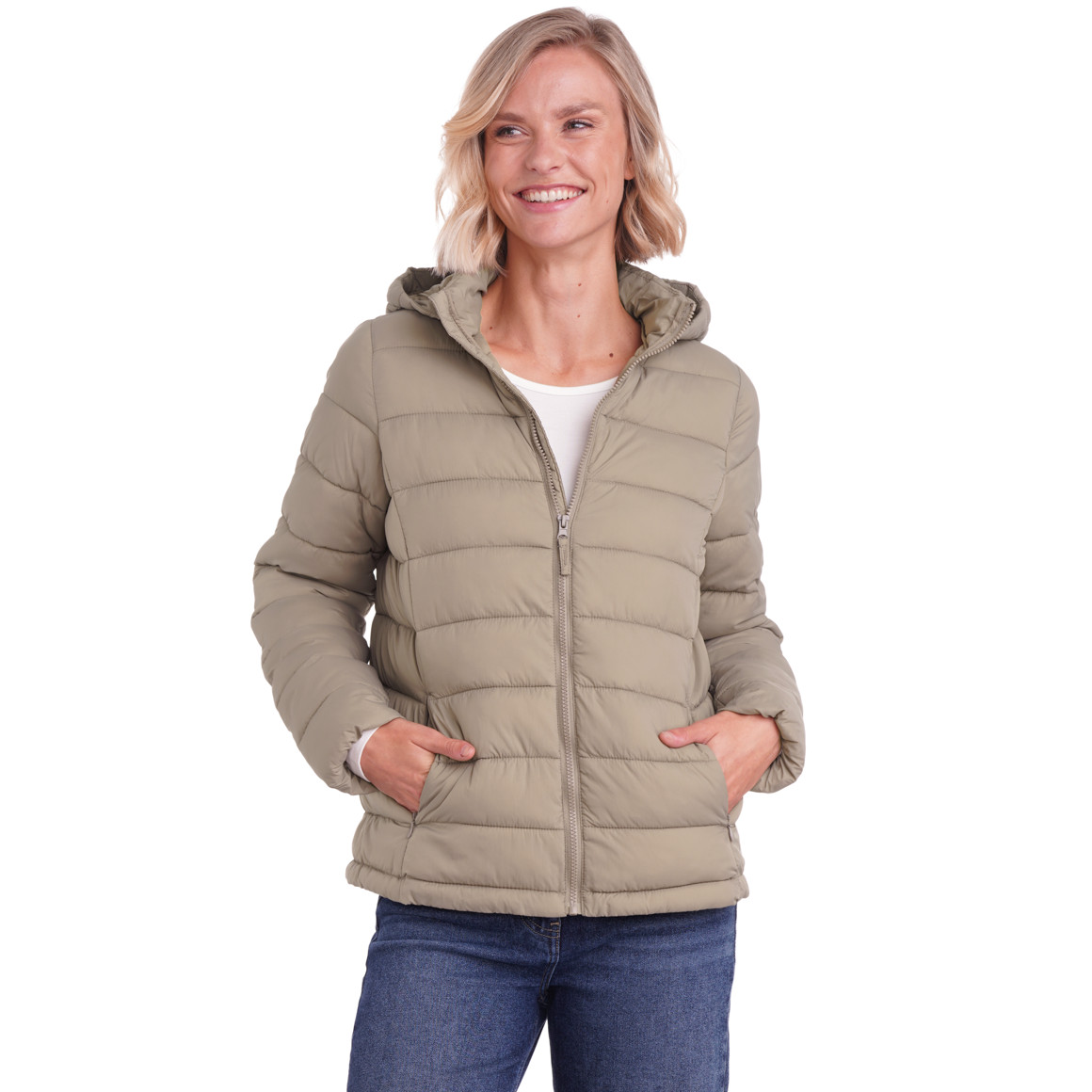Gewatteerd damesjack met afneembare capuchon