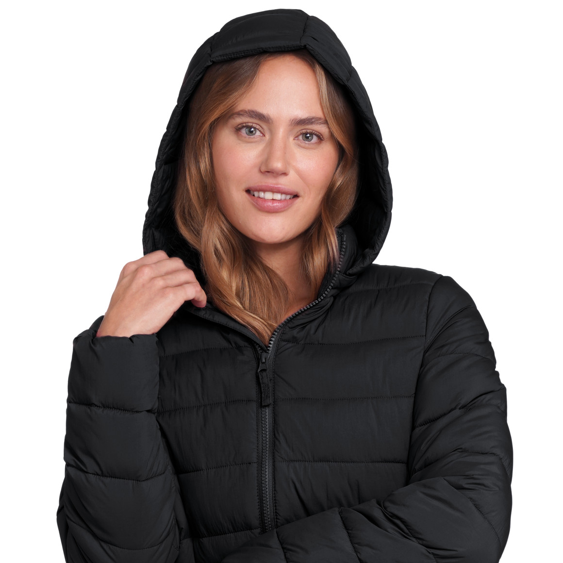 Gewatteerd damesjack met afneembare capuchon