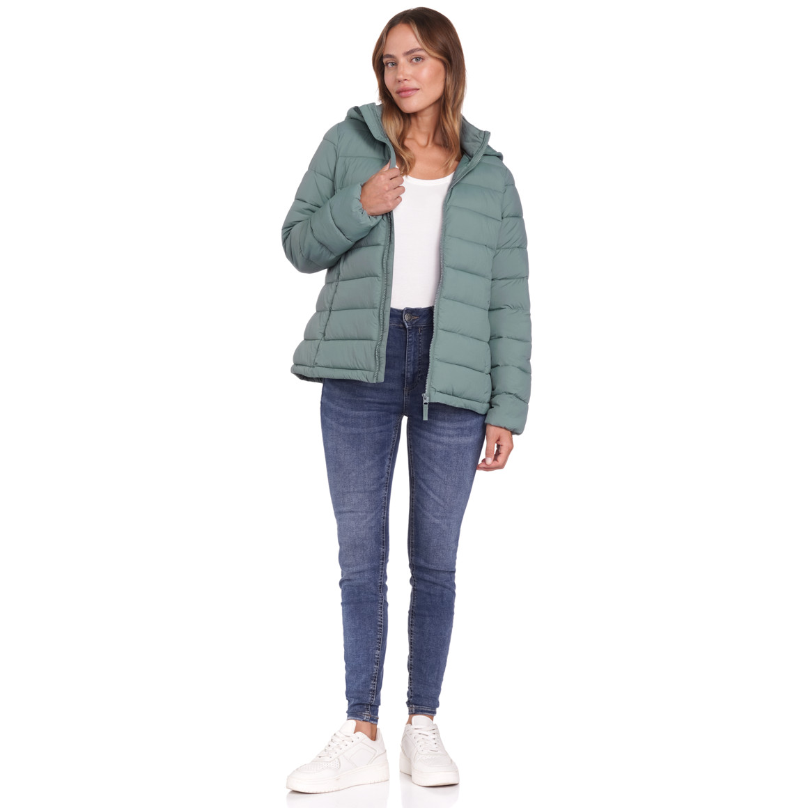 Gewatteerd damesjack met afneembare capuchon