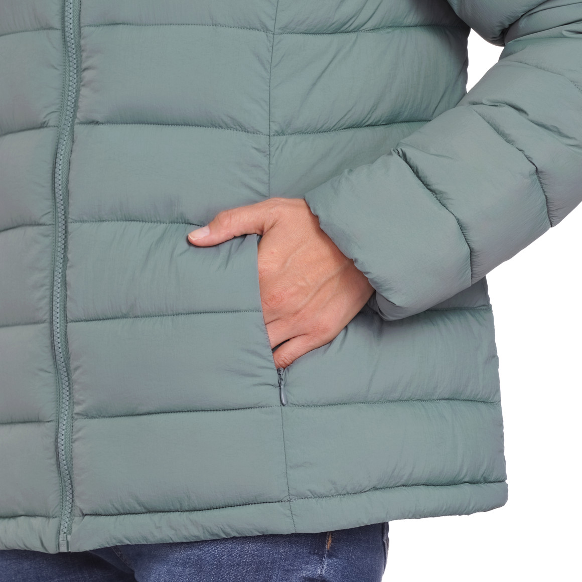 Gewatteerd damesjack met afneembare capuchon