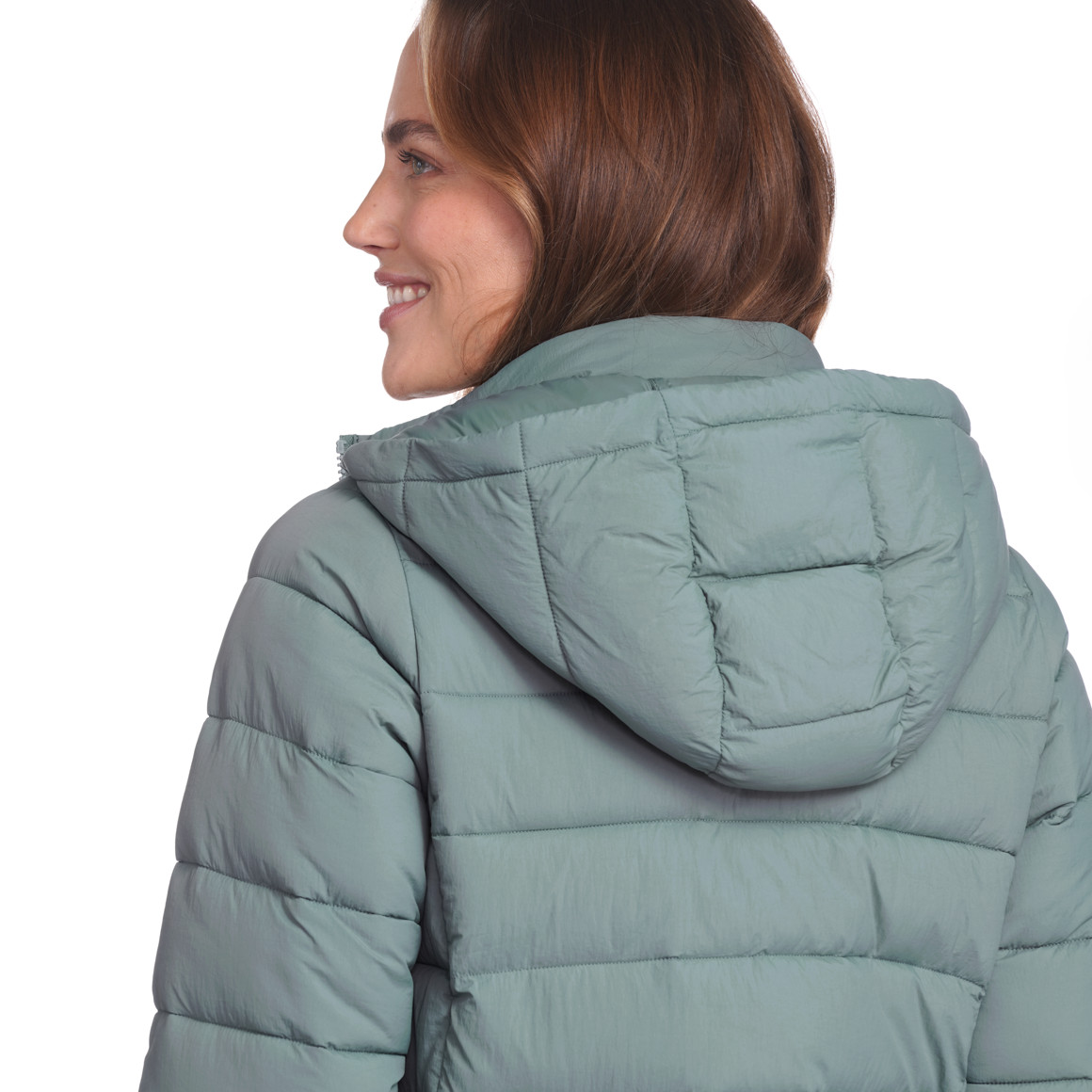 Gewatteerd damesjack met afneembare capuchon