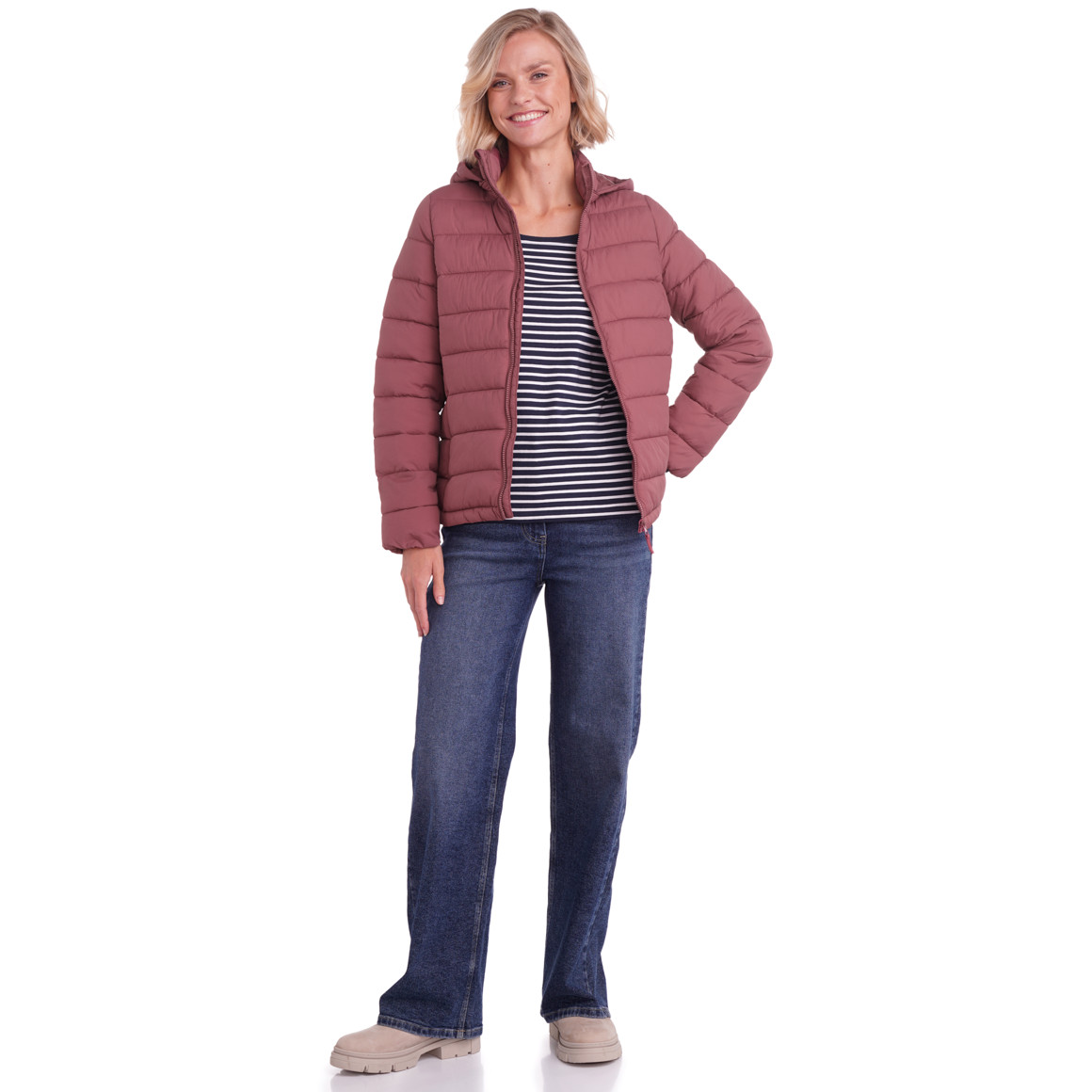 Gewatteerd damesjack met afneembare capuchon