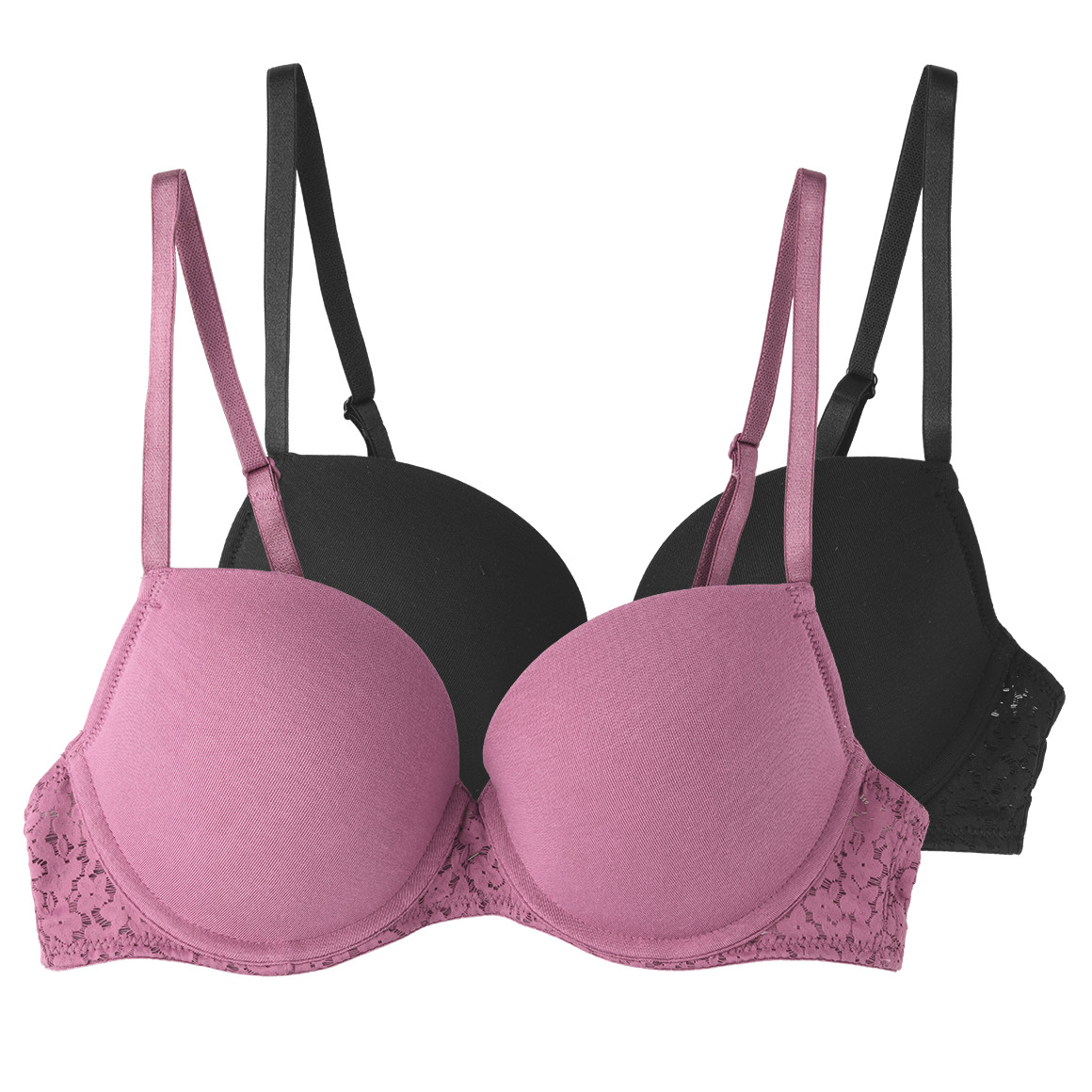 2 Damen Bügel-BHs mit floraler Spitze