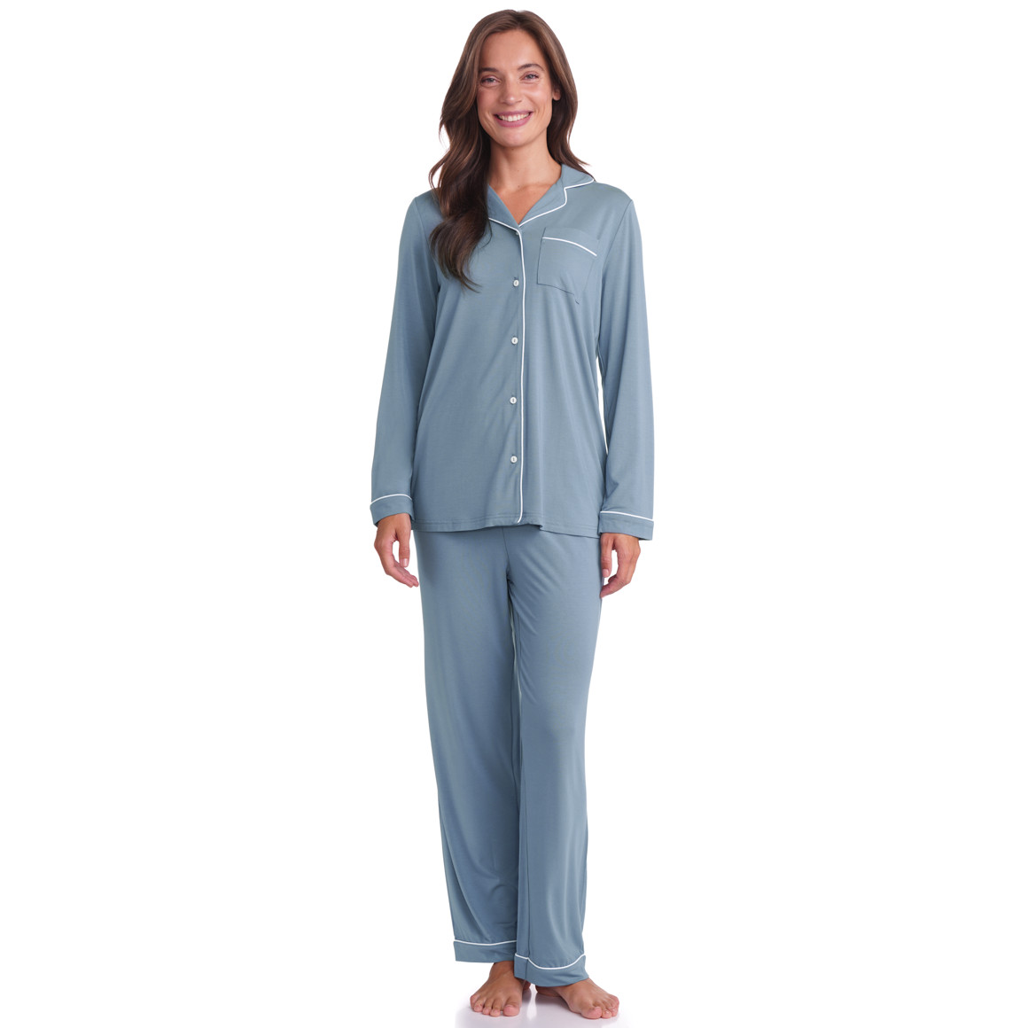 Damen Schlafanzug mit Kontrastnaht